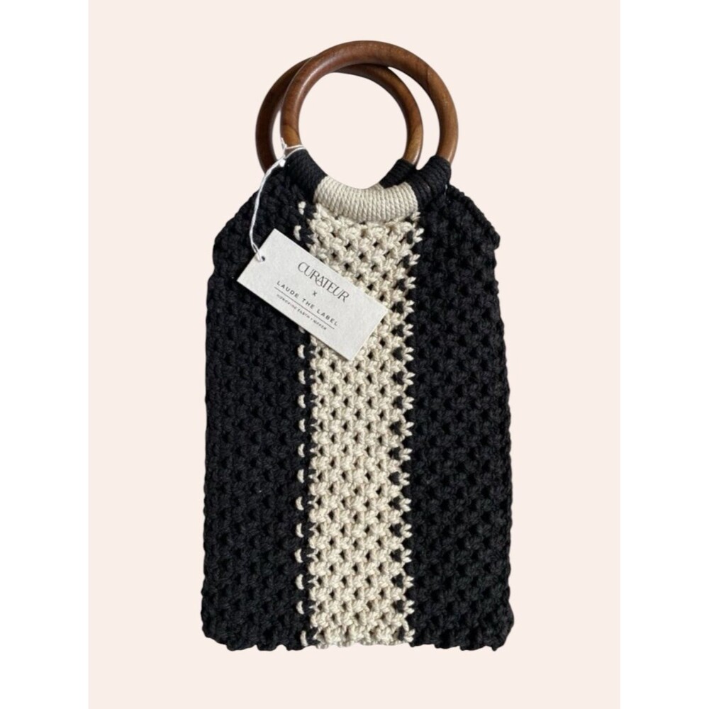 NWT Curateur x Laude the Label The Gabby Macramé Bag Off-White Black Coquette